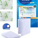 DIY Window Screen Curtain, 2 Packs of Mesh Netting 51 * 61 inches with [Upgrade] Self-Adhesive Hook Tapes & Cutter, Suitable for Multiple Windows, White (Set of 2), 130*155cm