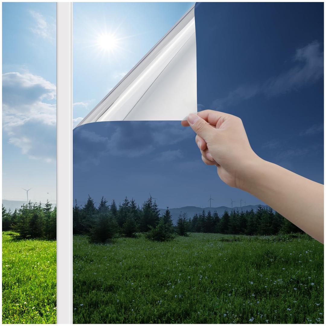 Haton Window Tint for Home, One Way Film, Blue Silver 23.6" x 78.7"