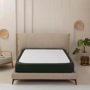 Stretchy Box Spring Cover King Size - Jersey Knit & Stretchy Wrap Around 4 Sides Bed Skirt for Hotel & Home, Wrinkle & Fading Resistant Fits King Size Beds, Green