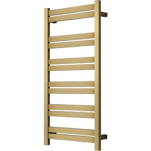 Electric Towel Warmer - Wall Mounted Bathroom Heated Towel Rack, Plug-in Design & Brushed Stainless Steel Finish Gold
