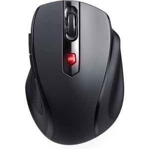 Wireless Mouse, D-09 Computer Mouse USB Cordless Mice for Laptop, Ergo Grips, Lightspeed 5-Level 2400 DPI, 16 Months Battery, Portable for PC Mac Chromebook (Bluetooth, 1 Pack)