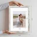 Hongkee 11x14 Picture Frame Set of 2, Made of Glass and Distressed White Wooden Frame, Display 8x10 Pictures with Mat or 11 x 14 Posters without Mat for Wall Mounting, Gallery Photo Frames