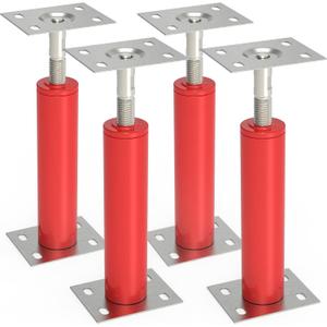 4 Pack Red House Jacks for Leveling Adjustable Floor Jack Post Floor Jack for House Telescoping Jack for Temporary Support, Support up to 5500 LBS, Adjustable Range 12 inch - 16 inch