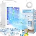 Portable Air Conditioners, SMLEGFT 90 Auto-Oscillating Evaporative Air Cooler with 3 Speeds & 2/4H Timer, 900ml Large Tank & 7 Color Light, Portable Ac Personal Air Conditioner for Bedroom Office