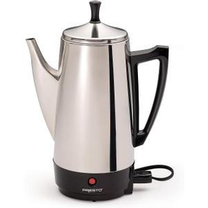 Presto 02811 Stainless Steel Electric Coffee Percolator - 12-Cups, Easy-Pour Spout, Stay-Cool Handle, Make 2-12 Cups (Silver)
