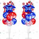 Jenaai Red and Blue 27 Pcs 2026 Graduation Balloon Centerpiece with Stand Congrats Grad You Did It Graduation Cap Balloons Column Tower Kit for High School College Party Table Decorations