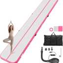 VEVOR Inflatable Gymnastics Air Mat Tumble Track with Pump for Training, 10/13/16.4/20ft Sizes, 4/8 In Thick PVC Air Tumbling Mat for Home/Yoga/Gym, Pink, 16.4 FTx3.3 FT (5×1×0.1m)