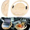 Outus 2 in 1 Car Steering Wheel Tray Steering Wheel Desk for Laptop Wooden Car Table Foldable for Eating Food Writing Work Multipurpose Travel Cars Accessories