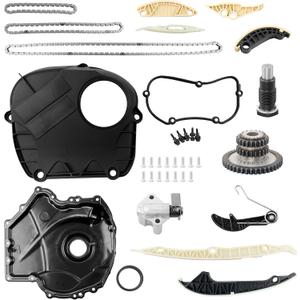 1.8T 2.0T EA888 Engine Timing Chain Set With Upper Front Timing Cover, Compatible with 2009-2017 Audi Q5 A4 S4 TT A3 A6 2006-2017 Volkswagen Jetta Golf Passat, Replace# 06H103269H 06H109210AG