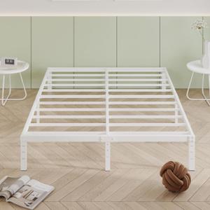 12 Inch White King Size Bed Frame, Heavy Duty King Size Platform Bed Frame, Mattress Foundation, No Box Spring Needed, Easy Assembly, Noise-Free (King)