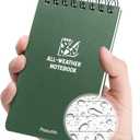 Waterproof Notebook, 1 Pack 3" x 5" Top-Spiral Pocket Notepad with 100 Squared Pages, Weatherproof Pocket Notebook for Police Outdoor Office School Recording