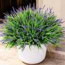 Ivydale 20PCS Artificial Plants Fake Flowers Monkey Grass for Outdoors,UV Resistant Realistic Purple Faux Greenery Shrubs Outside Decor for Home Garland Porch Patio Balcony Planter Yard Office Pathway