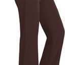 JEKAOYI Women's Flare Yoga Pants High Waist Stretchy Drawstring Sweatpants | Tummy Control, Bootcut Workout Pants, Gym to Casual Outfits, with pockets (Brown, XS)