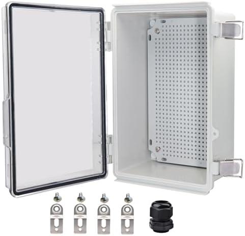 YETLEBOX Waterproof Electrical Box, IP67 Junction Box Stainless Steel Latch Hinged Clear Cover Project Enclosure with Wall Bracket 11.8" x 7.87" x 5"