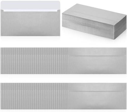 TaoBary 200 Pcs #10 Silver Envelopes Business Envelopes Letter Size 4-1/8 x 9-1/2 Inch Self Adhesive for Office Check Letter Mailing Invoices New Year Valentine Wedding Graduation Party Supplies