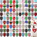 Newwiee 100 Pcs Christmas Dog Bandanas Bulk for Dogs Triangle Bibs Scarf Holiday Xmas Soft Breathable Dog Christmas Scarf Accessories for Large Dog Puppy Cat (Trendy Style)