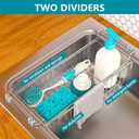 Over The Kitchen Sink Caddy Sponge Holder Organizer Drying Rack Expandable for Sponge Brush Soap Dish Cloth Rag 14.5" to 22", Stainless Steel