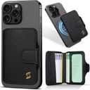 for Magsafe Wallet Magnetic Phone Card Holder for iPhone 16 15 14 13 12 Pro Max Plus, 5 Slots RFID Blocking, Strong Magnet, Luxury Leather Mag Safe Wallet for Apple for Women Men, Black