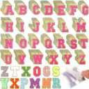 Yunlly 312 Pieces Chenille Letter Patches Self Adhesive A-Z Glitter Embroidered Patches for DIY Crafts, Mobile Phone, Backpacks, Clothing
