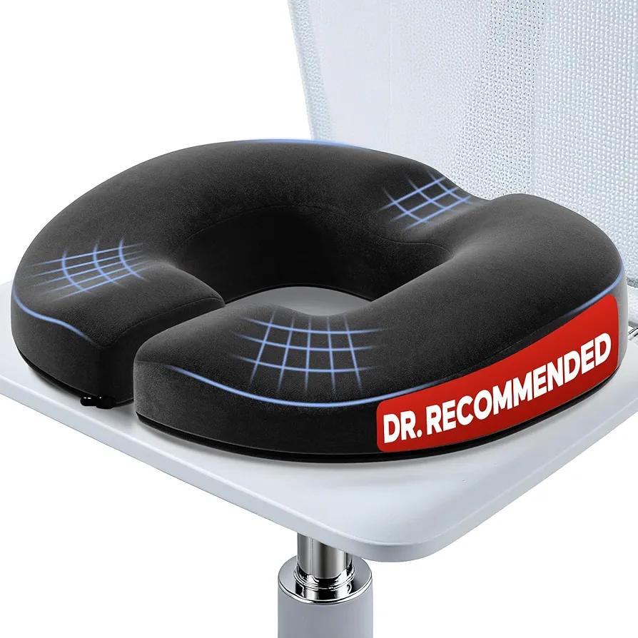Benazcap Orthopaedic Seat Cushion Donut Cushion for Office Chairs, Car Seat and Wheelchair - Ergonomic Memory Foam Seat Cushion for Hemorrhoids, Sciatica, Pregnancy and Postpartum