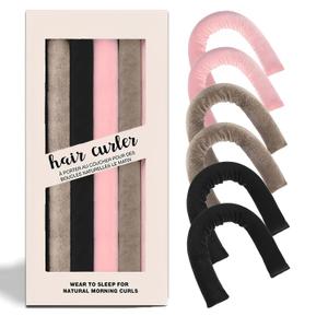 Heatless Hair Curler Overnight Curls, Heatless Curlers for Women, Soft Velvet Satin Flexi Rods Sleep for All Hair Types, No Heat Overnight Sleeping Curler Styling Tools (6 Pcs Mixed Color, 10 IN)