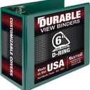 Samsill Durable 6 inch 3 Ring Binder, Locking D Ring 100% Recycled Chipboard, Green