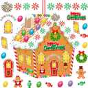 DIY Felt Christmas Gingerbread House 3.1 x 2.9 ft with 28 Detachable Ornaments Christmas Crafts Gingerbread House Kit Xmas Gifts for Winter Holiday Party Home Door Wall Hanging Decorations