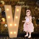Marquee Light Up Letters, 3FT Large Light Up Letters for Party, Marquee Numbers, Mosaic Balloon Frame, Cardboard Letters for Birthday Wedding Engagement Party Backdrop Decorations, Letter V