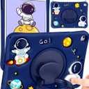 Wazzasoft for iPad 6th Generation/iPad Air 2/Pro 9.7 Inch Case Boys Cute Astronaut Cover Kawaii 3D Cartoon Rotating Handle Stand+Strap Silicone Funda for Apple iPad Cases 6th Gen/ Air2/ Pro9.7