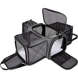 BAGLHER Cat Carrier Bag,Airline Approved Pet Carrier Soft Side Pet Travel 5 Sides Open Doors 3 Sides Expandable Foldable Dog Carrier with Fleece Pad