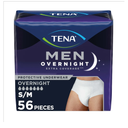 TENA Overnight Extra Coverage Incontinence Underwear for Men, Masculine Style and Discreet Cut Men's Underwear, Small/Medium, 56 ct