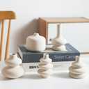 Small White Ceramic Vases Set of 5, Mini Decorative Boho Vases for Flower, Wedding & Home Decor