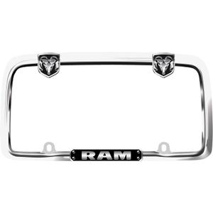 Cruiser Accessories RAM License Plate Frame  Matte Black, Officially Licensed Metal Frame with Adjustable RAM Logo Fastener Covers  Fits 6" x 12" Plates, Obstruction-Free Design