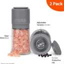 IMUSA Salt and Pepper Grinder Set  2-Pack Manual Salt Grinder & Pepper Mill with Adjustable Ceramic Grinder for Coarse to Fine Spices, 4oz, Refillable Glass Base, Easy-Grip Salt & Pepper Set (Gray)