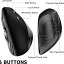memzuoix Ergonomic Wireless Mouse, 2.4G Optical Cordless, 800/1200/1600 DPI, Vertical Computer Mouse for Laptop, Mac, PC, Desktop (Right Hand, Large) - Black