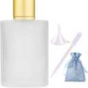 100ml 3.4oz Frosted Glass Spray Bottle for Essential Oils, Perfume - Empty Refillable Atomizer with Fine Mist, Makeup Funnel Filler, 3ml Dropper & Gift Bag