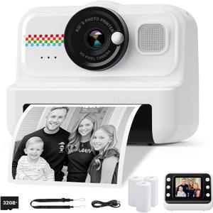 HiMont Kids Instant Print Camera, 1080P HD Kids Camera Instant Print with 3 Rolls Print Paper & 32GB Card, Ideal Kid Toys Gifts for Boys & Girls Age 3-14 (Black)