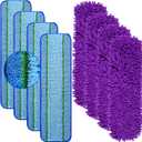 8 Pack Mop Pads for Bona Family of Mops, 4 Pet Microfiber Sweeping Pad + 4 Microfiber Deep Clean Pad, Reusable Mop Refill Replacement Head for Multi-Surface Floors