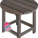 LZRS Round Adirondack Patio Side Table End Table, Outdoor Side Tables for Patio, Backyard,Pool, Indoor Companion, Easy Maintenance & Weather Resistant(Brown Mixture)