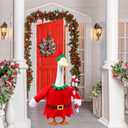 Christmas Goose Outfits,2 Pcs/Set Toy Soldier Style Goose Clothes with Pointed Hat and Candy Cane Fits 23" Lawn Goose Statue,Red Christmas Outdoor Goose Costume,Yard Patio Garden Xmas Decor