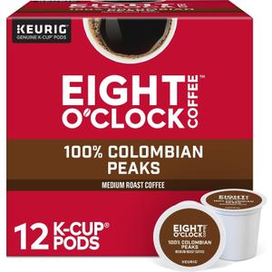 Eight O'Clock Coffee Colombian Peaks Keurig Single-Serve K-Cup Pods, Medium Roast Coffee, 72 Count (EXP 09/05/26)