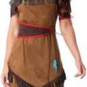 LMYOVE Women Native American Costume, Adult Native American Indian Princess Dress with Feather Headband, Halloween Thanksgiving Cosplay Dress up, Size: XL