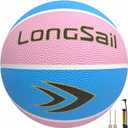 Full Size Basketball Rubber- Leather,Indoor-Outdoor-Pool,with Pump(Deflated) (Pink/Blue Size 5 (27.5"))