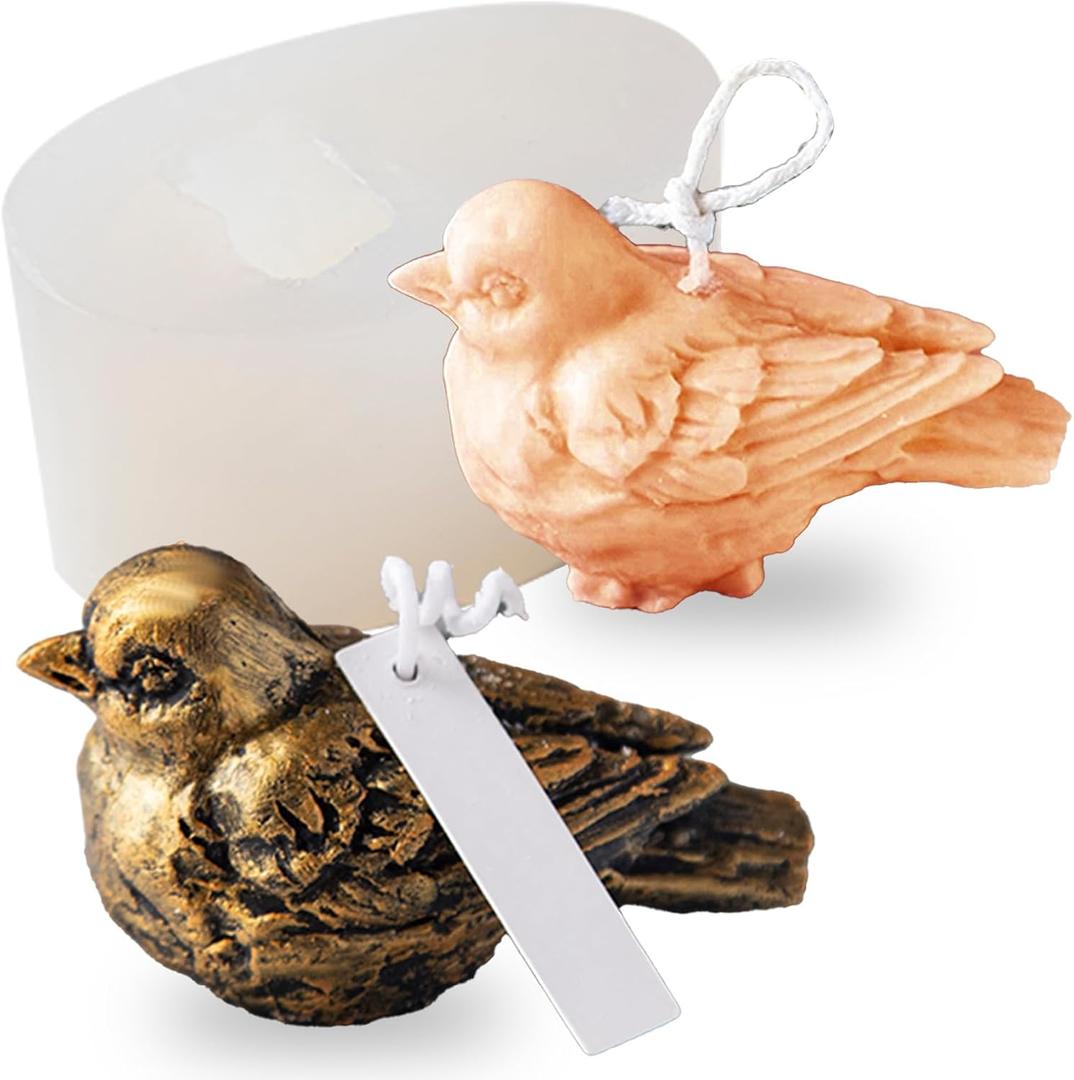 3D Bird Silicone Molds for Resin Candle, Sparrow Bird Cake Fondant Chocolate Candy Molds, Animal Candle Soap Epoxy Resin Casting Concrete Art Craft Mold Table Home Wedding Decor
