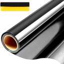 Tatub 35.4"x78" One Way Window Film Daytime Privacy Static Cling Mirror Window Tint for Home Office Door Living Room, Heat Reflective UV Blocking House Window Mirror Glass Tint, Black-Silver Pack Of 3
