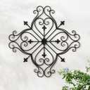 Glitzhome Black Metal Wall Art Decor, 23”H Floral Iron Wall Decor with Ornamental Scroll Design, Indoor Outdoor Wall Accent for Garden Porch Patio, Color: Black metal