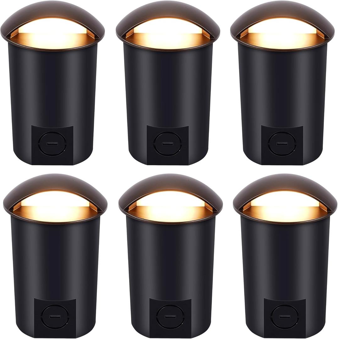 CLOUDY BAY [Pack of 6] 5W Well Lights Low Voltage Landscape Lighting,12V-24V Waterproof Outdoor Side-lit Light,2700-5000K 5CCT In Ground Lights for Fence Pathway Deck, IP67 Rating, Bronze