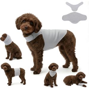 DAJIDALI Dog & Cat Anxiety Vest & Spay Recovery Suit  Silent Adjustable Calming Wrap for Surgery & Thunderstorms  2-Piece Cone Alternative (Gray)