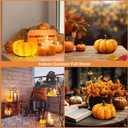 Solar Pumpkin Lights Garden Statues Outdoor Pumpkin Fall Decor Thanksgiving Halloween Decorations for Porch Terrace Yard Lawn Patio,2 Pack Small Pumpkin