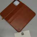 SHIELDON Case for iPhone 15 2023, Genuine Leather Wallet Book Case Magnetic RFID Blocking Credit Card Holder Kickstand Shock Absorbing Cover Compatible with iPhone 15 6.1" - Retro Brown